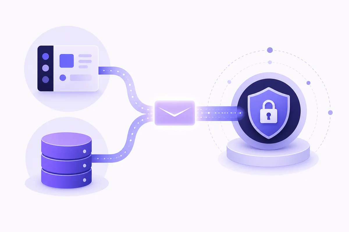 Illustration av webhook mellan två system och säker mottagare